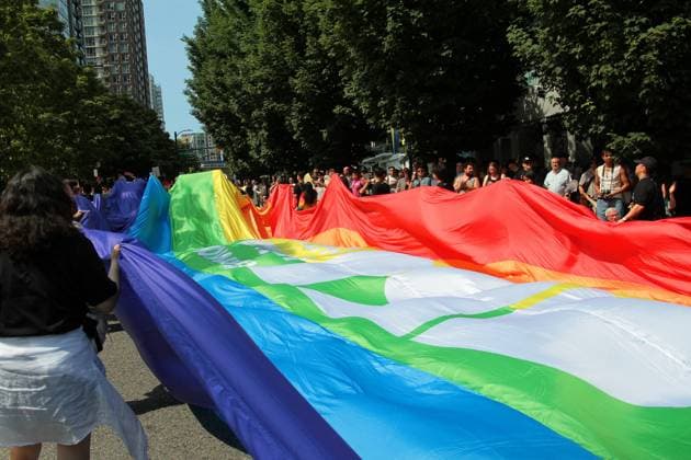 August 3, 2025, Vancouver, British Columbia, Canada: LGBTQ+ flag during vancouver pride parade Vancouver Canada - ZUMAa223 20250803_zip_a223_023 Copyright: xMazyarxAsadix