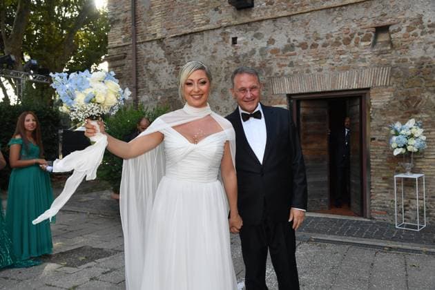 Entertainment Themen der Woche KW32 Rome, Deconsecrated Church of Santa Maria in Tempulo Wedding of Edmondo Cirielli with Maria Rosaria Campitiello, In the photo: Edmondo Cirielli Maria Rosaria Campitiello  Copyright: xVincenzoxLandix xipa-agency.netx xVincenzoxLandix IPA_Agency_IPA61701780