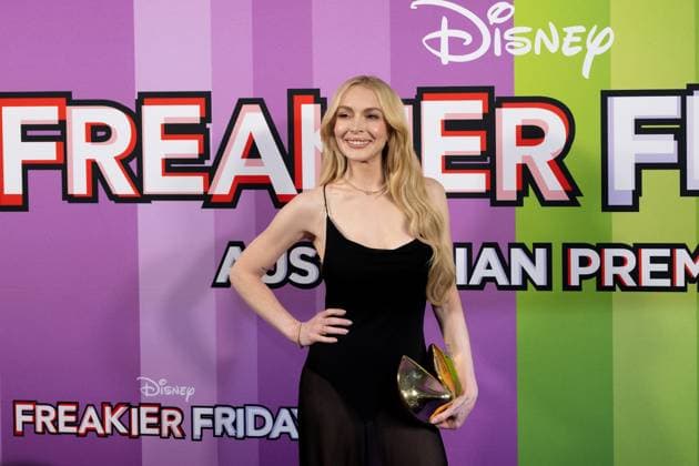 FREAKIER FRIDAY AUSTRALIAN PREMIERE, Lindsay Lohan poses for a photo during the Australian premiere of Disney™s Freakier Friday at Westfield Bondi Junction in Sydney, Tuesday, August 5, 2025. ( NO ARCHIVING SYDNEY NEW SOUTH WALES AUSTRALIA  Copyright: xSTEVENxMARKHAMx 20250805126172404632