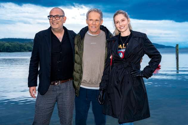 Hannes Ringelstetter, Christian Tramitz and Mitsou Jung at the premiere of two new episodes of the ARD early evening series Hubert ohne Staller at the Open Air Starnberg 2025 in the open-air cinema at the Seebad Starnberg, 05 08 2025 Foto:xN.xKolinzx xFuturexImagex hubert_5814