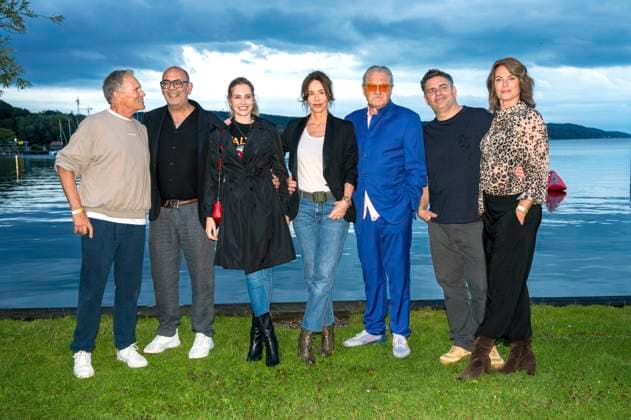 Christian Tramitz, Hannes Ringelstetter, Mitsou Jung, Katharina Müller Elmau, Michael Brandner, Paul Sedlmeir and Susu Padotzke at the premiere of two new episodes of the ARD early evening series Hubert ohne Staller at the Open Air Starnberg 2025 in the open-air cinema at Seebad Starnberg, 05 08 2025 Foto:xN.xKolinzx xFuturexImagex hubert_5850