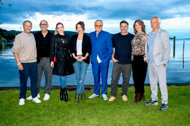 Christian Tramitz, Hannes Ringelstetter, Mitsou Jung, Katharina Müller Elmau, Michael Brandner, Paul Sedlmeir, Susu Padotzke and Matthias Helwig at the premiere of two new episodes of the ARD early evening series Hubert ohne Staller at the Open Air Starnberg 2025 in the open-air cinema at Seebad Starnberg, 05 08 2025 Foto:xN.xKolinzx xFuturexImagex hubert_5856