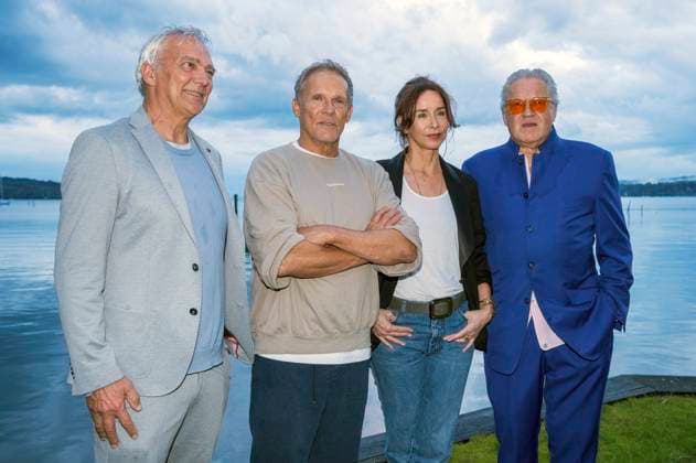 Matthias Helwig, Christian Tramitz, Katharina Müller Elmau and Michael Brandner at the premiere of two new episodes of the ARD early evening series Hubert ohne Staller at the Open Air Starnberg 2025 in the open-air cinema at Seebad Starnberg, 05 08 2025 Foto:xN.xKolinzx xFuturexImagex hubert_5872