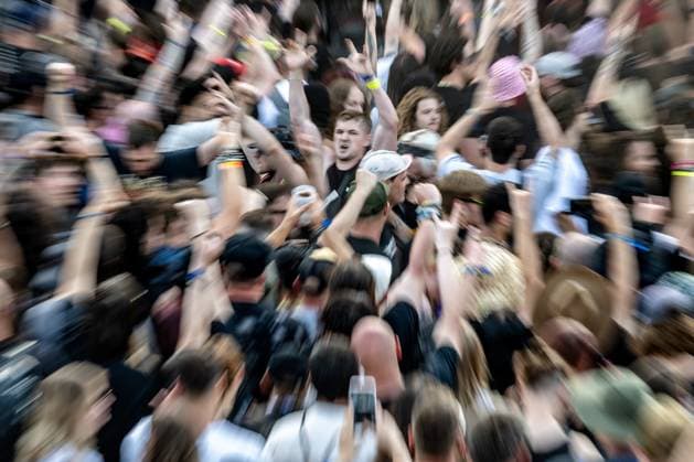 American industrial metal band Dope fans at the 28th Brutal Assault extreme music festival in Josefov fortress near Jaromer, Nachod district, Hradec Kralove Region, Czech Republic, August 6, 2025. (CTKxPhoto DavidxTanecek) CTKPhotoP2025080605478  CTKPhotoP2025080605478
