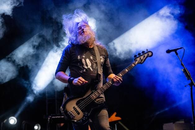 Bass guitarist Troy Sanders of American music band Mastodon performs during the Brutal Assault music festival at the Josefov Fortress in Jaromer, Czech Republic, on August 6, 2025. (CTKxPhoto DavidxTanecek) CTKPhotoP2025080607787  CTKPhotoP2025080607787