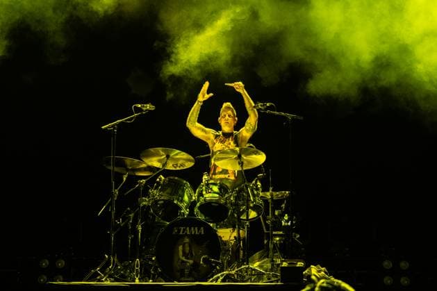 Drummer Brann Dailor of American music band Mastodon performs during the Brutal Assault music festival at the Josefov Fortress in Jaromer, Czech Republic, on August 6, 2025. (CTKxPhoto DavidxTanecek) CTKPhotoP2025080607791  CTKPhotoP2025080607791