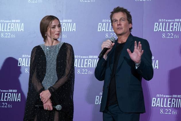Actress Ana de Armas and director Len Wiseman(R) attend the Japan premiere for the film From the World of John Wick: Ballerina in Tokyo, Japan on Thursday, August 7, 2025.  TKP2025080707 KEIZOxMORI