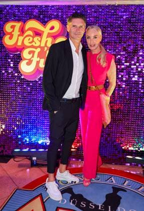 Roncalli s Apollo Variete Fresh n Funk premiere performance Ex national player and soccer coach Thomas Brdaric and his wife Antje Brdaric were thrilled by the show Düsseldorf Apollo NRW Germany