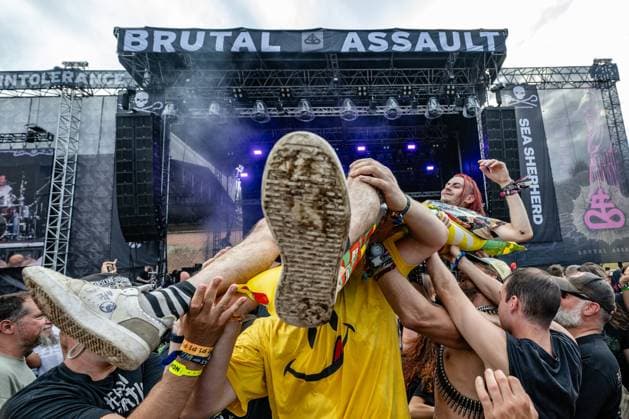 Czech band Hentai Corporation fans at the 28th Brutal Assault extreme music festival in Josefov fortress near Jaromer, Nachod district, Hradec Kralove Region, Czech Republic, August 8, 2025. (CTKxPhoto DavidxTanecek) CTKPhotoP2025080805523  CTKPhotoP2025080805523