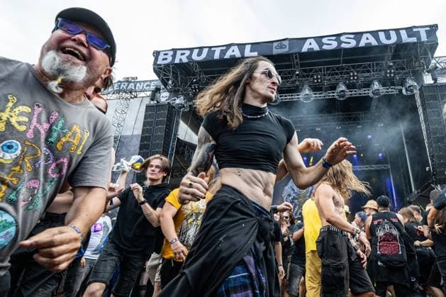 Czech band Hentai Corporation fans at the 28th Brutal Assault extreme music festival in Josefov fortress near Jaromer, Nachod district, Hradec Kralove Region, Czech Republic, August 8, 2025. (CTKxPhoto DavidxTanecek) CTKPhotoP2025080805525  CTKPhotoP2025080805525