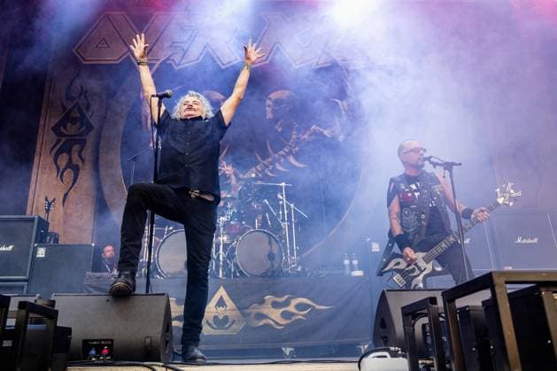 American thrash metal band Overkill lead singer Bobby Blitz Ellsworth (left) at the 28th Brutal Assault extreme music festival in Josefov fortress near Jaromer, Nachod district, Hradec Kralove Region, Czech Republic, August 8, 2025. (CTKxPhoto DavidxTanecek) CTKPhotoP2025080806035  CTKPhotoP2025080806035