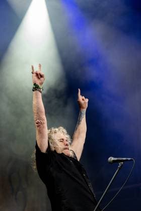 American thrash metal band Overkill lead singer Bobby Blitz Ellsworth at the 28th Brutal Assault extreme music festival in Josefov fortress near Jaromer, Nachod district, Hradec Kralove Region, Czech Republic, August 8, 2025. (CTKxPhoto DavidxTanecek) CTKPhotoP2025080806036  CTKPhotoP2025080806036