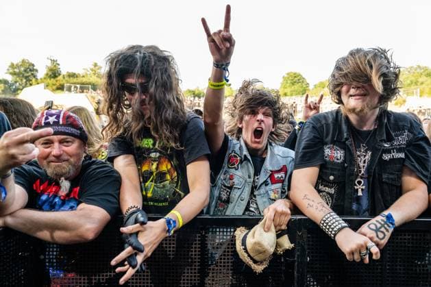 American thrash metal band Overkill fans at the 28th Brutal Assault extreme music festival in Josefov fortress near Jaromer, Nachod district, Hradec Kralove Region, Czech Republic, August 8, 2025. (CTKxPhoto DavidxTanecek) CTKPhotoP2025080806041  CTKPhotoP2025080806041