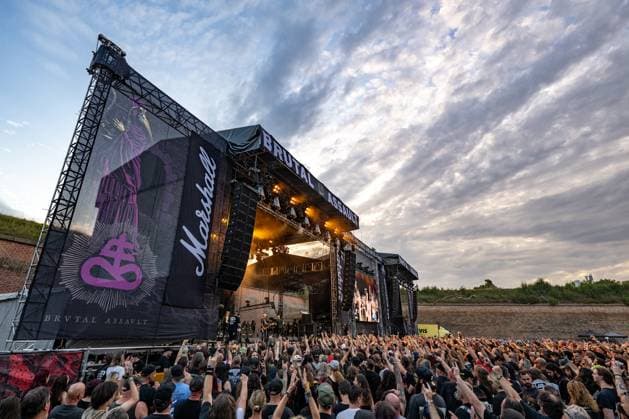 Swedish death metal band Grave at the 28th Brutal Assault extreme music festival in Josefov fortress near Jaromer, Nachod district, Hradec Kralove Region, Czech Republic, August 8, 2025. (CTKxPhoto DavidxTanecek) CTKPhotoP2025080806326  CTKPhotoP2025080806326