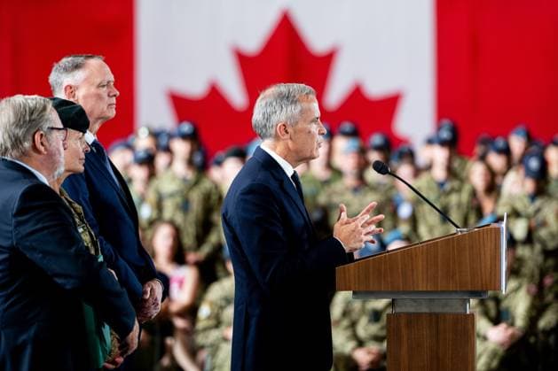 August 8, 2025, Trenton, On, Canada: Prime Minister Mark Carney speaks during a press conference at Canadian Forces Base (CFB) 8 Wing Trenton in Trenton, Ont., on Friday, Aug. 8, 2025. Trenton Canada  - ZUMAc35_ 20250808_zaf_c35_037 Copyright: xSpencerxColbyx