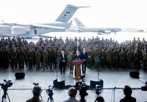 August 8, 2025, Trenton, On, Canada: Prime Minister Mark Carney speaks during a press conference at Canadian Forces Base (CFB) 8 Wing Trenton in Trenton, Ont., on Friday, Aug. 8, 2025. Trenton Canada  - ZUMAc35_ 20250808_zaf_c35_052 Copyright: xSpencerxColbyx