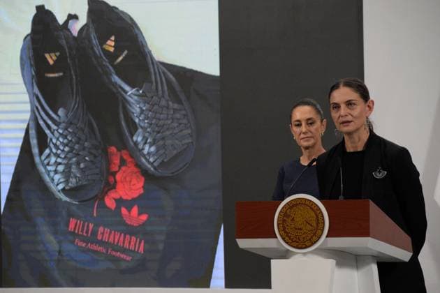 Mexican President Presents Plagiarism Case Against Adidas Mexican President Claudia Sheinbaum Pardo addresses the case of plagiarism of the traditional Mexican huarache by the Adidas Oaxaca Slip On, the Adidas tennis brand, and Willy Chavarria. She also spoke about the Mexico Sings music competition at a press conference at the National Palace. August 8, 2025, Mexico City, Mexico. Mexico City CDMX Mexico Copyright: xLuisxBarronx