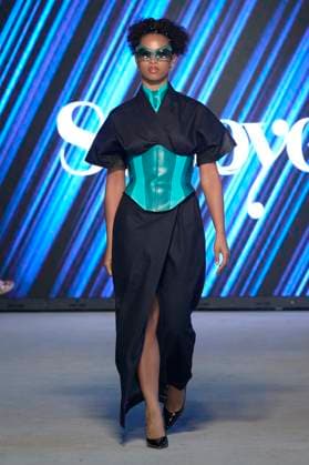 Africa Fashion Week London 2025 A model walks the catwalk in the Soboye show during Africa Fashion Week, London, UK, 09 August 2025. Africa Fashion Week London is celebrating its 15th anniversary as the world™s largest and longest-running showcase of African and African-inspired fashion. AFWL 2025 emphasizes ˜Heritage in Motion™ melding tradition with innovation., Credit:Olu Ogunshakin Avalon United Kingdom, London, London, 1 Kemble Street, WC2B 4AN  Copyright: xOluxOgunshakinx xAvalonx 1028619738