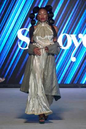 Africa Fashion Week London 2025 A model walks the catwalk in the Soboye show during Africa Fashion Week, London, UK, 09 August 2025. Africa Fashion Week London is celebrating its 15th anniversary as the world™s largest and longest-running showcase of African and African-inspired fashion. AFWL 2025 emphasizes ˜Heritage in Motion™ melding tradition with innovation., Credit:Olu Ogunshakin Avalon United Kingdom, London, London, 1 Kemble Street, WC2B 4AN  Copyright: xOluxOgunshakinx xAvalonx 1028619743