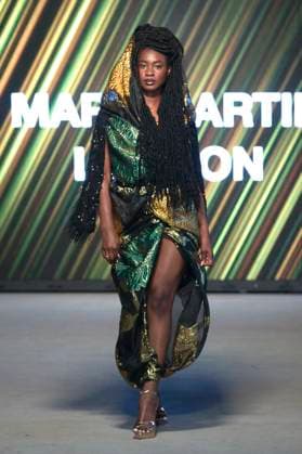 Africa Fashion Week London 2025 A model walks the catwalk in the Mary Martin London show during Africa Fashion Week, London, UK, 09 August 2025. Africa Fashion Week London is celebrating its 15th anniversary as the world™s largest and longest-running showcase of African and African-inspired fashion. AFWL 2025 emphasizes ˜Heritage in Motion™ melding tradition with innovation., Credit:Olu Ogunshakin Avalon United Kingdom, London, London, 1 Kemble Street, WC2B 4AN  Copyright: xOluxOgunshakinx xAvalonx 1028645059