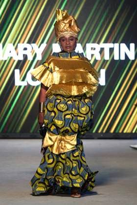 Africa Fashion Week London 2025 A model walks the catwalk in the Mary Martin London show during Africa Fashion Week, London, UK, 09 August 2025. Africa Fashion Week London is celebrating its 15th anniversary as the world™s largest and longest-running showcase of African and African-inspired fashion. AFWL 2025 emphasizes ˜Heritage in Motion™ melding tradition with innovation., Credit:Olu Ogunshakin Avalon United Kingdom, London, London, 1 Kemble Street, WC2B 4AN  Copyright: xOluxOgunshakinx xAvalonx 1028645137