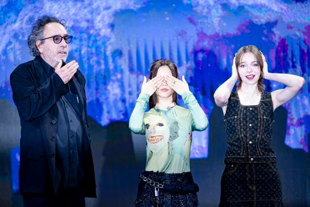 Tim Burton, Jenna Ortega And Emma Myers Promote Netflix™s Wednesday Season 2 In Seoul Director Tim Burton and actors Jenna Ortega and Emma Myers, from left, pose during a press conference and media talk for Season 2 of the Netflix drama Wednesday at the Four Seasons Hotel in Jongno District, Seoul, South Korea, on August 11, 2025. Seoul Seoul South Korea  Copyright: xChrisxJungx originalFilename: jung-timburto250811_np4YU.jpg