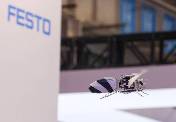 BEIJING, CHINA - AUGUST 11: Festo s BionicBee, a 34-gram robotic bee capable of autonomous swarm flight, conducts flight demonstrations during the 2025 World Robot Conference (WRC) at Beiren Yichuang International Convention and Exhibition Center on August 11, 2025 in Beijing, China.  Copyright: xChinaxNewsxServicex 111584428874