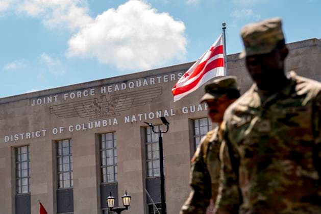 Members of the National Guard leave the headquarters in Washington, DC after a meeting on Tuesday, August 12, 2025. Yesterday, President Donald Trump announced he is placing the DC Metropolitan Police Department under federal control and will deploy the National Guard to the District in order to assist in crime prevention.  WAP20250812334 BONNIExCASH