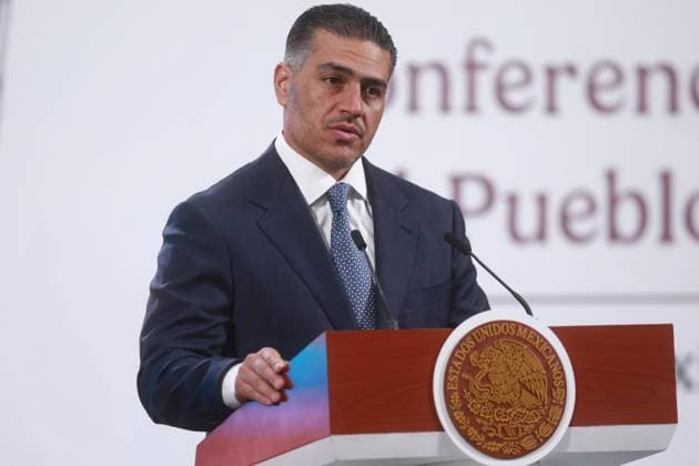 Mexican President Claudia Sheinbaum holds her daily press conference with the national security cabinet MEXICO CITY, MEXICO - AUGUST 12: Secretary of Security and Citizen Protection Omar Garcia Harfuch speaks during a press conference, at the National Palace, in Mexico City, Mexico on August 12, 2025. Results of the national security strategy were presented during the press conference, included the seizure of weapons and drugs, the arrest of cartel members and a decrease in homicides. Daniel Cardenas Anadolu Mexico City Mexico. Editorial use only. Please get in touch for any other usage.  Copyright: x2025xAnadoluxDanielxCardenasx