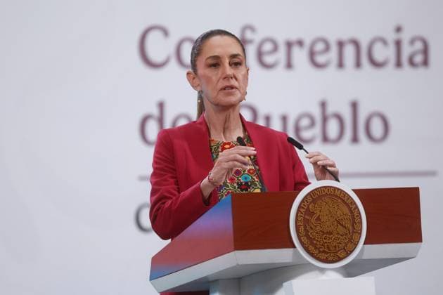 Mexican President Claudia Sheinbaum holds her daily press conference with the national security cabinet MEXICO CITY, MEXICO - AUGUST 12: Mexican President Claudia Sheinbaum speaks during her daily press conference, at the National Palace, in Mexico City, Mexico on August 12, 2025. Results of the national security strategy were presented during the press conference, included the seizure of weapons and drugs, the arrest of cartel members and a decrease in homicides. Daniel Cardenas Anadolu Mexico City Mexico. Editorial use only. Please get in touch for any other usage.  Copyright: x2025xAnadoluxDanielxCardenasx