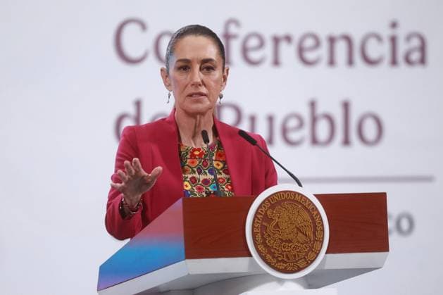 Mexican President Claudia Sheinbaum holds her daily press conference with the national security cabinet MEXICO CITY, MEXICO - AUGUST 12: Mexican President Claudia Sheinbaum speaks during her daily press conference, at the National Palace, in Mexico City, Mexico on August 12, 2025. Results of the national security strategy were presented during the press conference, included the seizure of weapons and drugs, the arrest of cartel members and a decrease in homicides. Daniel Cardenas Anadolu Mexico City Mexico. Editorial use only. Please get in touch for any other usage.  Copyright: x2025xAnadoluxDanielxCardenasx