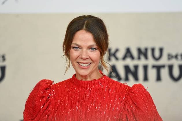 Jessica SCHWARZ actress single picture,cropped single motif,portrait,portrait,portrait movie premiere DAS KANU DES MANITU on 12 08 2025 at Mathaeser Kino in Munich