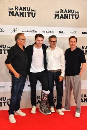 Christian Tramitz, Friedrich Muecke, Rick Kavanian and Michael Bully Herbig at the öDas Kanu des Manitu movie premiere on 12 08 2025 in Munich öDas Kanu des Manitu movie premiere in Munich