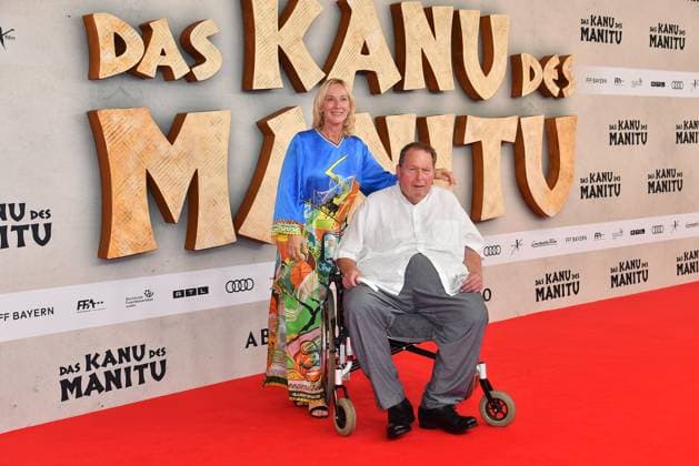 Simone Fischer and Ottfried Fischer at the öThe Canoe of Manitou movie premiere on 12 08 2025 in Munich öThe Canoe of Manitou movie premiere in Munich