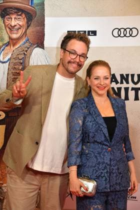 Jan van Weyde and Jasmin Schwiers at the öThe Canoe of Manitou movie premiere on 12 08 2025 in Munich öThe Canoe of Manitou movie premiere in Munich