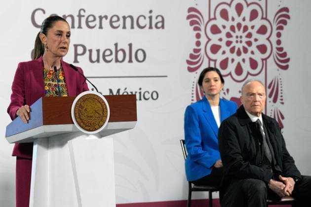 Mexico™s President Claudia Sheinbaum Holds Briefing Mexican President Claudia Sheinbaum Pardo speaks during the security report at a briefing conference at National Palace. on August 12, 2025 in Mexico City, Mexico. Mexico City CDMX Mexico Copyright: xLuisxBarronx
