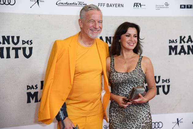 Natalia Avelon with boyfriend Otto Steiner at the world premiere of the movie DAS KANU DES MANITU at the Mathäser Filmpalast in Munich on 12 08 2025