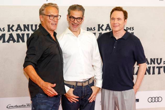 World premiere of Das Kanu des Manitu in Munich Munich, 12 8 2025 Christian Tramitz, Rick Kavanian and Michael Bully Herbig at the world premiere of Das Kanu des Manitu at the Mathäser Filmpalast in Munich Bavaria Copyright: xMatthiasxGränzdörferx