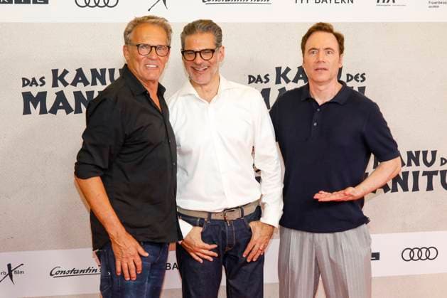 World premiere of Das Kanu des Manitu in Munich Munich, 12 8 2025 Christian Tramitz, Rick Kavanian and Michael Bully Herbig at the world premiere of Das Kanu des Manitu at the Mathäser Filmpalast in Munich Bavaria Copyright: xMatthiasxGränzdörferx
