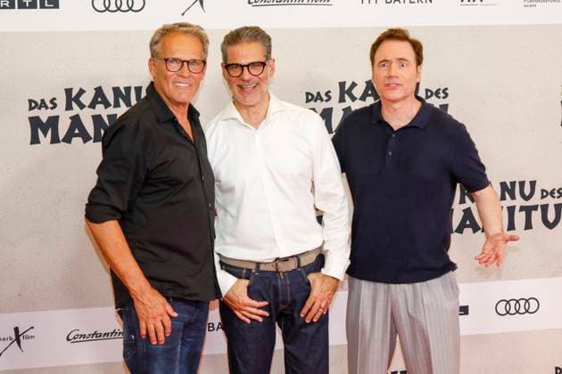 World premiere of Das Kanu des Manitu in Munich Munich, 12 8 2025 Christian Tramitz, Rick Kavanian and Michael Bully Herbig at the world premiere of Das Kanu des Manitu at the Mathäser Filmpalast in Munich Bavaria Copyright: xMatthiasxGränzdörferx