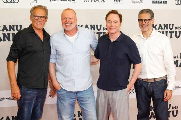 World premiere of Das Kanu des Manitu in Munich Munich, 12 8 2025 Christian Tramitz, Stefan Raab, Michael Bully Herbig and Rick Kavanian at the world premiere of Das Kanu des Manitu at the Mathäser Filmpalast in Munich Bavaria Copyright: xMatthiasxGränzdörferx