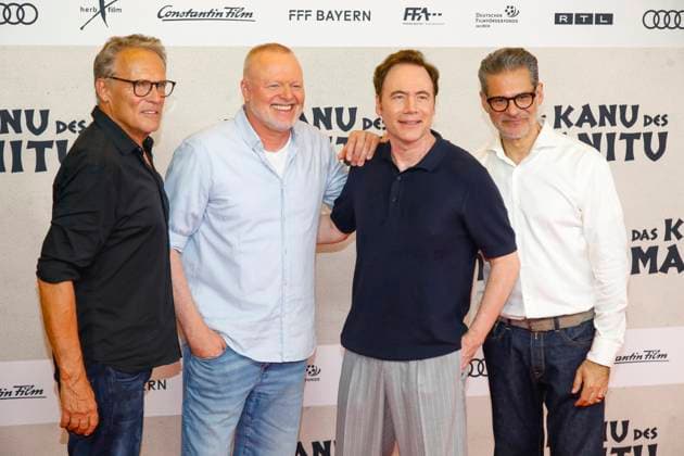 World premiere of Das Kanu des Manitu in Munich Munich, 12 8 2025 Christian Tramitz, Stefan Raab, Michael Bully Herbig and Rick Kavanian at the world premiere of Das Kanu des Manitu at the Mathäser Filmpalast in Munich Bavaria Copyright: xMatthiasxGränzdörferx