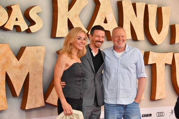 Oliver Berben and Stefan Raab World premiere Das Kanu des Manitu Rathäuser Filmpalast Theatrical release August 14, 25 Munich August 12, 2025