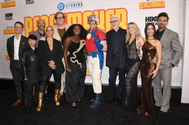 NEW YORK, NY- AUGUST 13: Freddie Stroma, David Denman, Nhut Le, Steve Agee, Anissa Matlock, Danielle Brooks, James Gunn, Jennifer Holland, John Cena, Sol Rodriguez and Frank Grillo at the HBO Max season 2 premiere of Peacemaker at AMC Cinemas on August 13, 2025 in New York City. Copyright: xMediaPunchx
