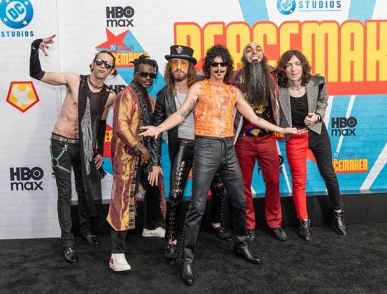 August 13, 2025, Bronx, New York, USA: Members of rock band FOXY SHAZAM attend Premiere of HBO Max Peacemaker at AMC Lincoln Square in New York, NY on August 13, 2025. Bronx USA - ZUMAr339 20250813_znp_r339_035 Copyright: xLevxRadinx