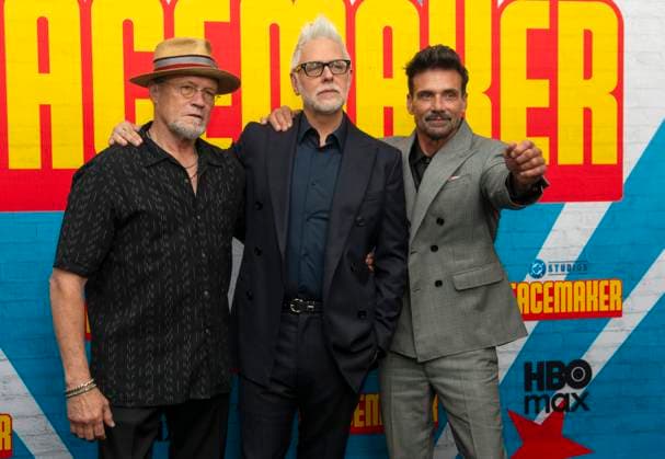 August 14, 2025, New York, Ny, United States: Michael Rooker, James Gunn and Frank Grillo attend the HBO Max Original Series of Peacemaker Season 2. Held at AMC Lincoln Square in New York. Zuma Press. August 13, 2025. New York United States - ZUMAp281 20250814_zea_p281_103 Copyright: xPhotoxImagexPressx