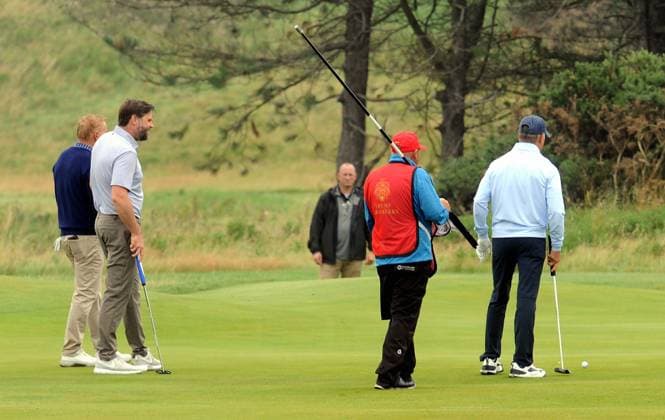 Vice President JD Vance Golf Ayrshire 14th August 2025. Vice President JD Vance is playing golf, guided by caddies round the Turnberry course three weeks after President Donald Trump hit the greens at his Ayrshire resort.  Copyright: xLesxGallagherx NINTCHDBPICT001016221058