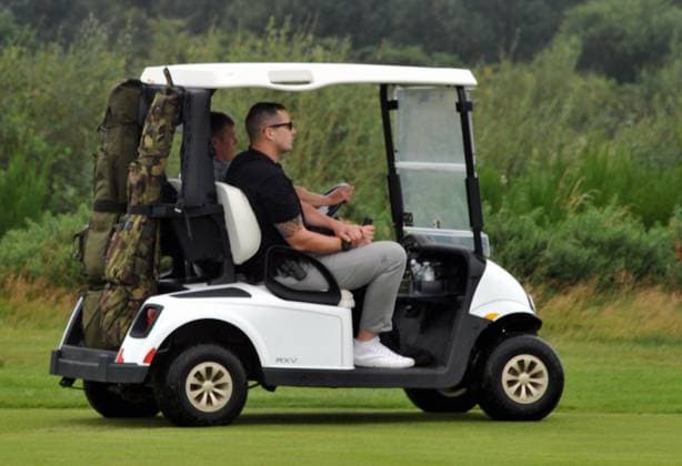 Vice President JD Vance Golf Ayrshire 14th August 2025. Vice President JD Vance is playing golf, guided by caddies round the Turnberry course three weeks after President Donald Trump hit the greens at his Ayrshire resort.  Copyright: xLesxGallagherx NINTCHDBPICT001016221096