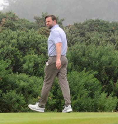 Vice President JD Vance Golf Ayrshire 14th August 2025. Vice President JD Vance is playing golf, guided by caddies round the Turnberry course three weeks after President Donald Trump hit the greens at his Ayrshire resort.  Copyright: xLesxGallagherx NINTCHDBPICT001016221190