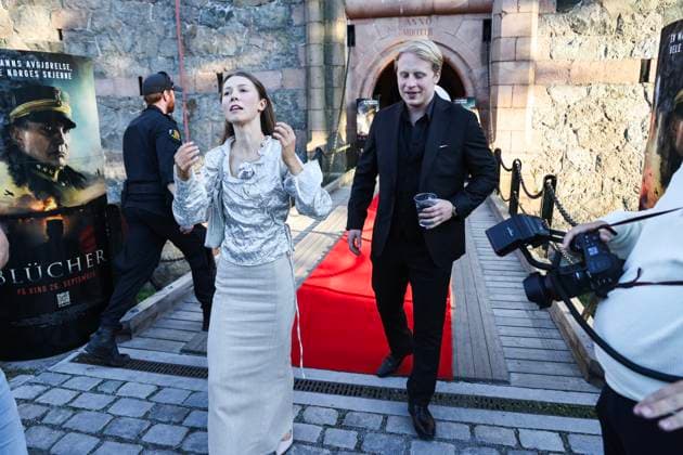 Premiere of the film Blücher Oscarsborg 20250815 Actors Andrea Berntzen and Odin Waage have been invited to an outdoor screening of the new Norwegian blockbuster Blücher at Oscarsborg Fortress Photo Geir Olsen NTB Oscarsborg Norway y6WPT1hf8N0 EDITORIAL USE ONLY Ref ENTy6WPT1hf8N0 jpg  Copyright: xGeirxOlsenx xNTBx